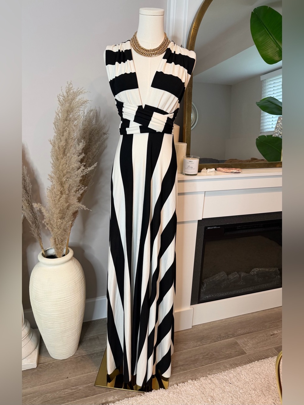 Black & White Striped Maxi Dress